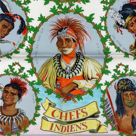 Hermes Silk Scarf Chief Indiens 90 - Picture 3 of 9